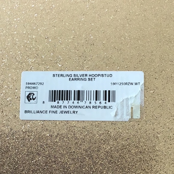 BRILLIANCE STERLING SILVER HOOPS AND CUBIC ZIRCONIA STUDS NWT - Picture 9 of 11